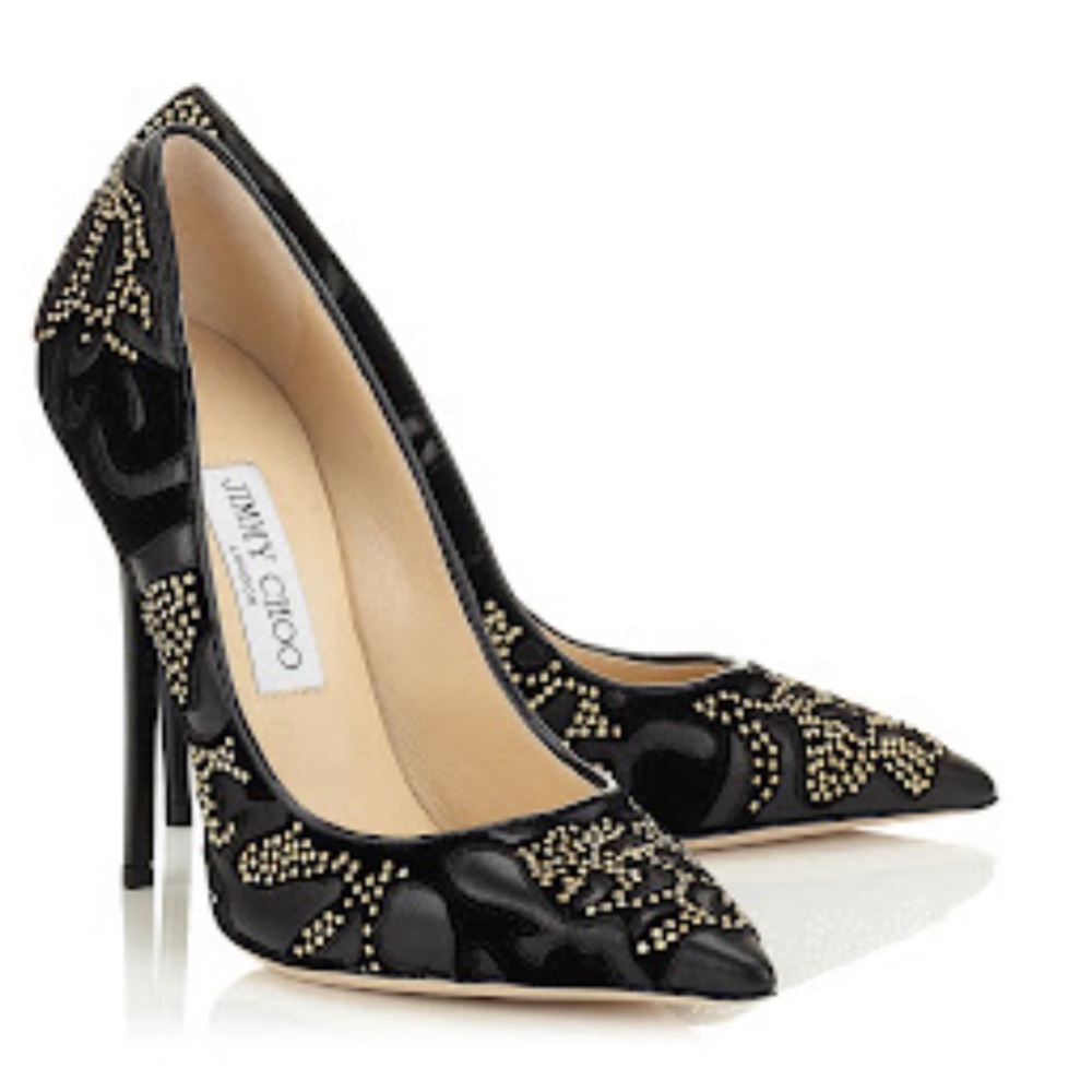 Jimmy Choo Anouk Black Embellished Women's Shoes